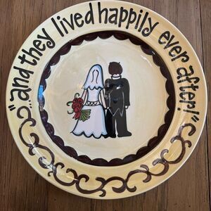 Glory Haus Laura Kirkland Designs Happily Ever After Bride Groom Wedding Plate‎